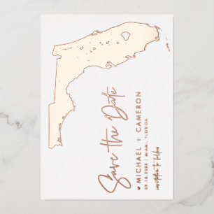 Florida Map Minimalist Script Photo Save The Date Foil Invitation