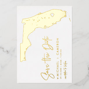 Florida Map Minimalist Script Photo Save The Date Foil Invitation