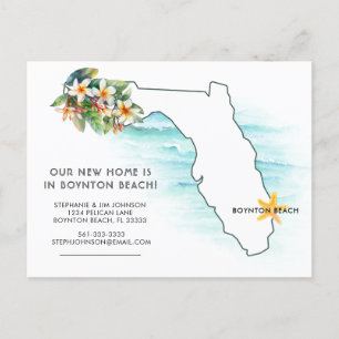 Florida Map Ocean Waves New Home Announcement Postcard