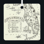 Florida Map Ornament<br><div class="desc">It's a vintage,  retro postcard map of the State of Florida-  repurposed as an ornament.</div>