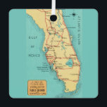 Florida Map Ornament<br><div class="desc">It's a vintage,  retro postcard map of Florida featuring Boca Grande. You can purchase it a is or reposition the map on the back to feature another part of the State of Florida.</div>