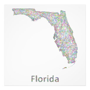 Florida map photo print