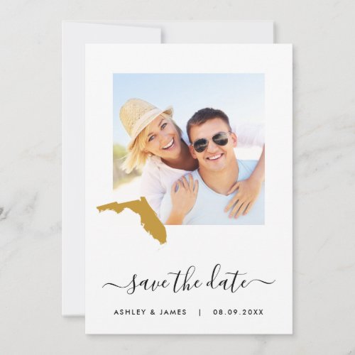 Florida Map Photo Wedding Save the Date Card