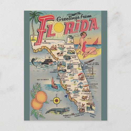 Florida Map Post Card