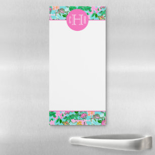 Florida Map Preppy Palm Beach Pattern Monogrammed Magnetic Notepad