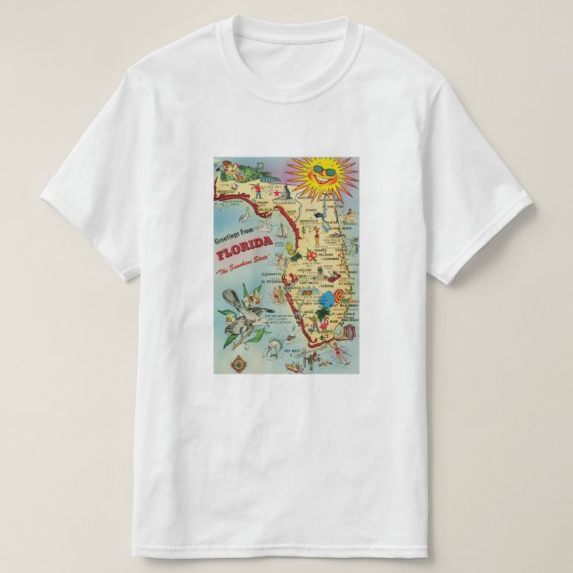 Florida Map T Shirt (Design Front)