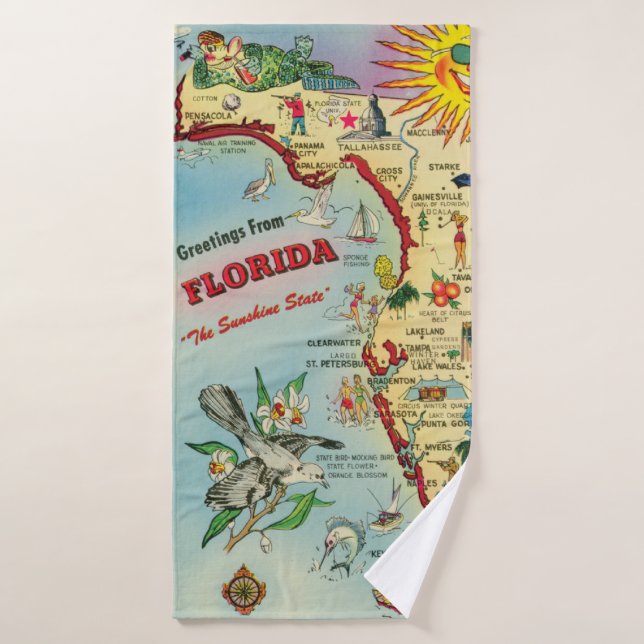 Florida Map Towel (Bath Towel)