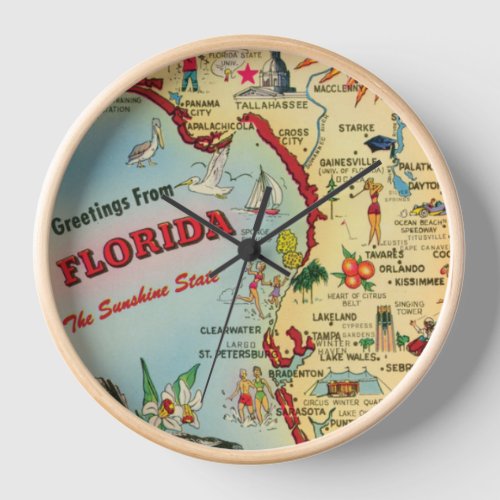 Florida Map Wall Clock