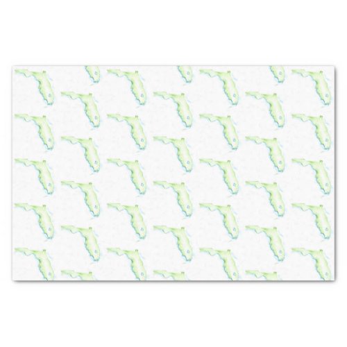 Florida Map Watercolor Pattern Beach Tissue Paper