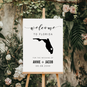 Florida Map Wedding Welcome Sign, Foam Board