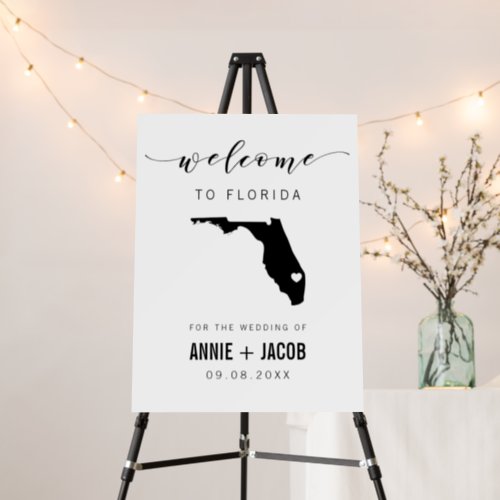 Florida Map Wedding Welcome Sign Foam Board