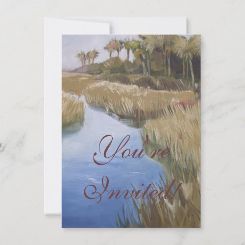 Florida marshland wilderness grasses and palm tree invitation