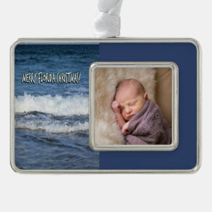 Florida Merry Christmas Ocean Waves 1 photo Ornament