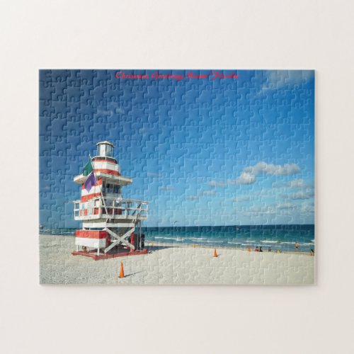 Florida Miami Beach Christmas Greetings Jigsaw Puzzle