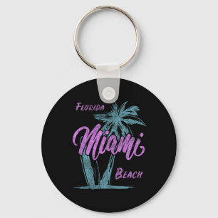 Florida Miami Beach Palms Summer Vacation Family F Keychain