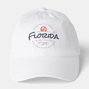 Florida Miami Beach Retro Sunset Palm Tropical Des Hat