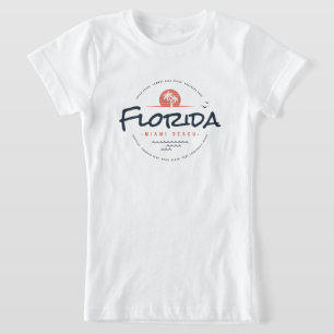 Florida Miami Beach Retro Sunset Palm Tropical Des T-Shirt