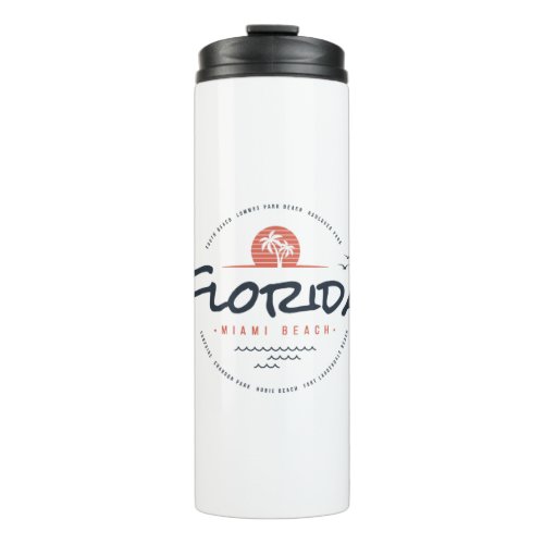 Florida Miami Beach Retro Sunset Palm Tropical Thermal Tumbler