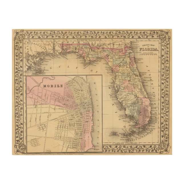 Florida, Mobile Wood Wall Decor (Front)