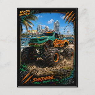 Florida Monster Truck Off Road Art Postcard