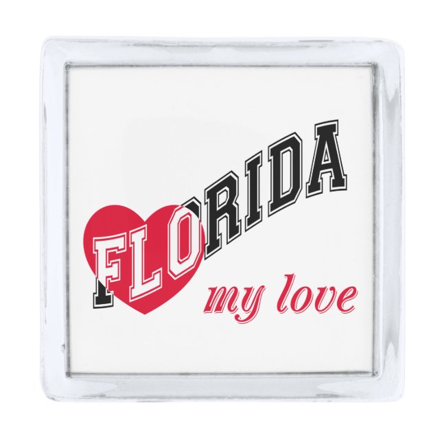 Florida my love silver finish lapel pin (Front)