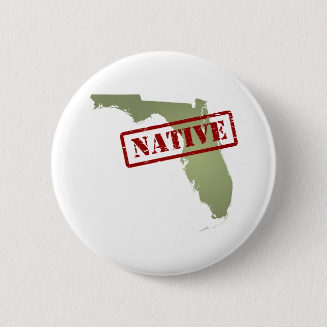 Florida Native with Florida Map Pinback Button (Front)
