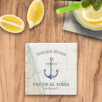 ⚓ Florida Nautical Boat Name + Welcome Aboard  Stone Coaster