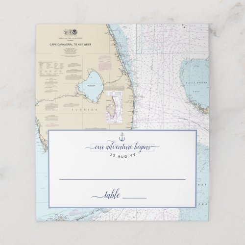 Florida Nautical Chart Anchor Wedding  Event Place Card