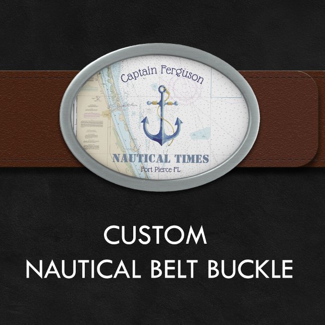 Florida Nautical Chart Captain Boat Name Home Port Belt Buckle (Florida Nautical Chart Captain Boat Name Home Port Belt Buckle - Customize on Screen Now!)