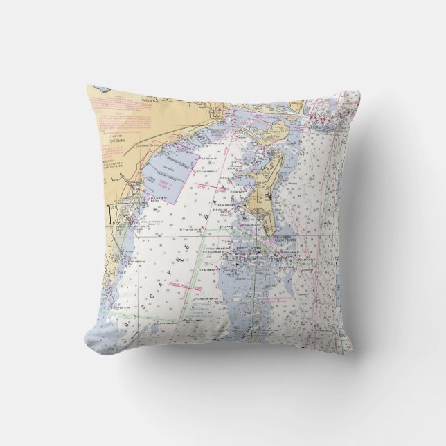 Florida Nautical Map Throw Pillow (Front)