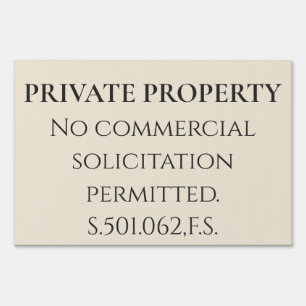 Florida No Solicitation Legal Sign for Property