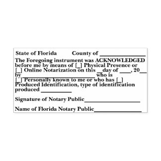 Florida Notary Acknowledgment Self Inking Stamp