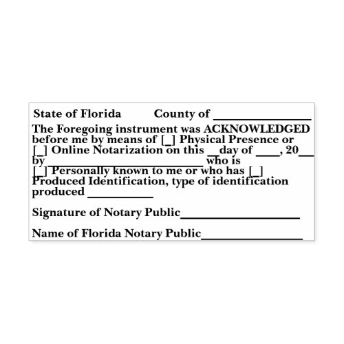 Florida Notary Acknowledgment Self Inking Stamp