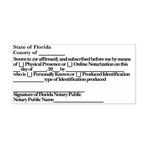 Florida Notary Jurat Self Inking Stamp