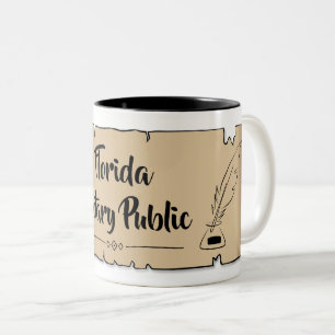 Florida Notary Public Scroll Feather Quill Two-Tone Coffee Mug