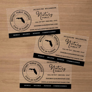 Florida Notary Public Services Clear Business Cards