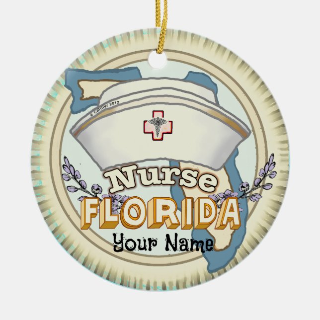 Florida Nurse Ceramic Ornament (Front)