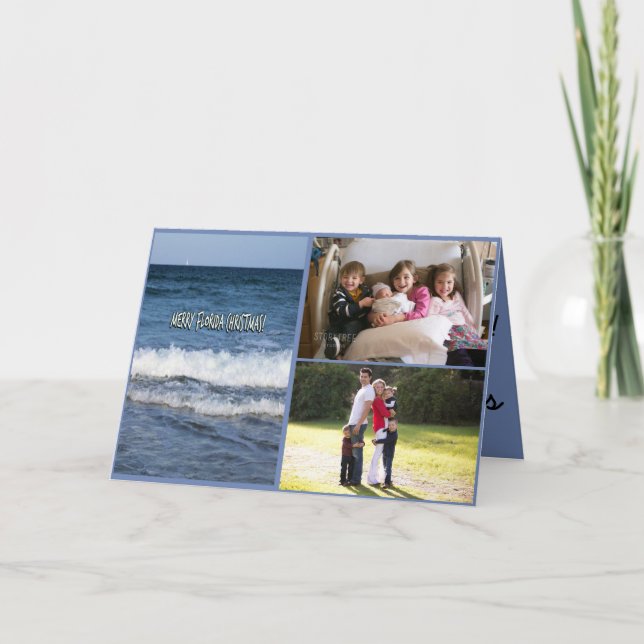 Florida Ocean Christmas Family 2 Photos Holiday Card (Front)