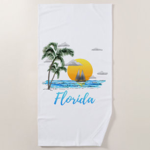 Florida Ocean Sunset Sailing Beach Towel