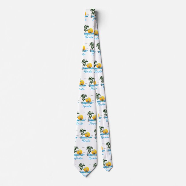 Florida Ocean Sunset Sailing Neck Tie (Front)