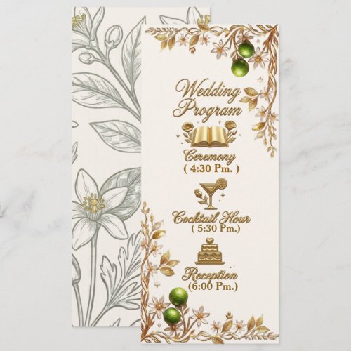 Florida Orange Blossom Gold Elegant Wedding Prg Program