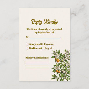 Florida Orange Blossom Wedding RSVP Reply Card