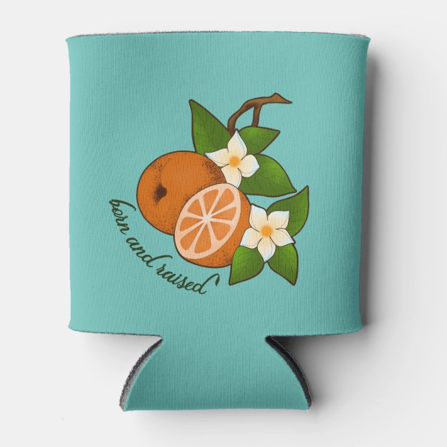 Florida Orange Born and Raised Can Cooler (Front)