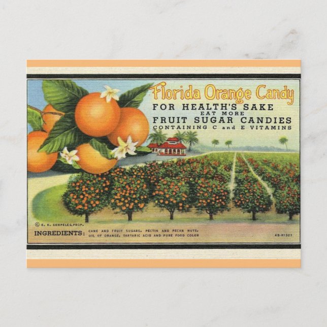 Florida Orange Candy Postcard (Front)