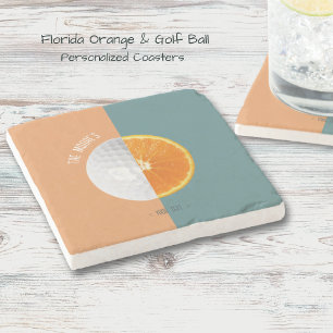 Florida Orange Golf Ball Stone Coaster