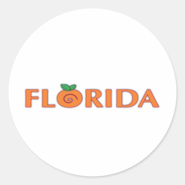 FLORIDA Orange Text Classic Round Sticker (Front)