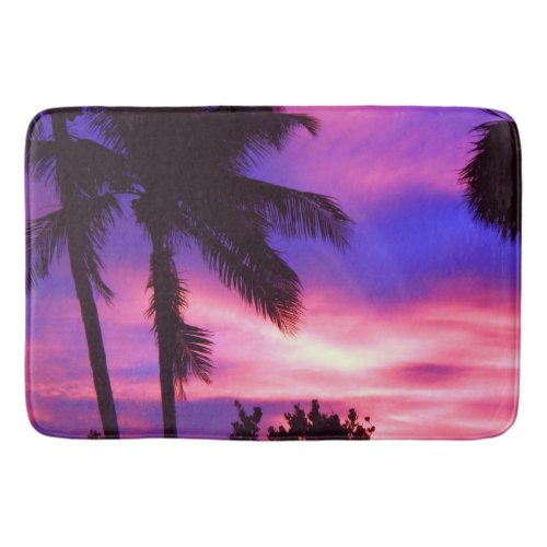 Florida Palm Purple Sunset Bath Mat
