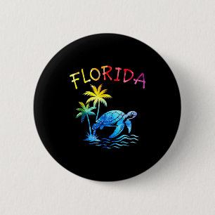 Florida palm tree sunset sea turtle tropical summe button