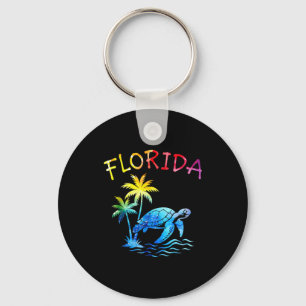Florida palm tree sunset sea turtle tropical summe keychain