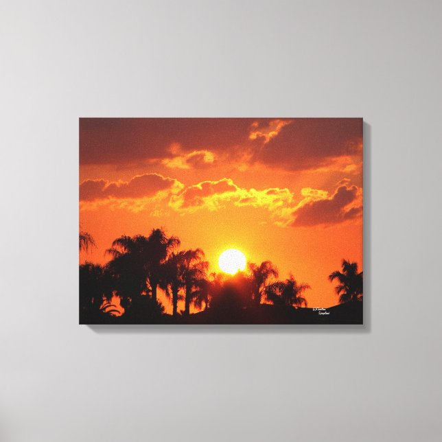 Florida palm tree sunset Stretched Canvas Print (Front)